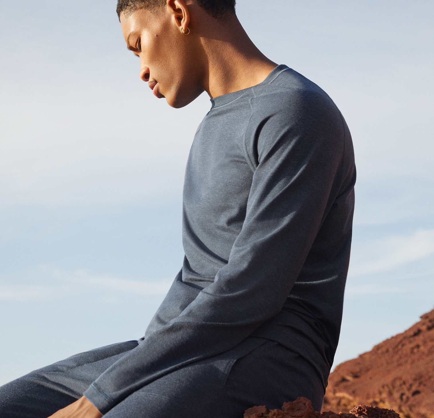 Man in blue pyjamas from the DSW Warming series.