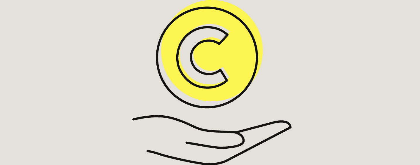 A yellow symbol with a handshake